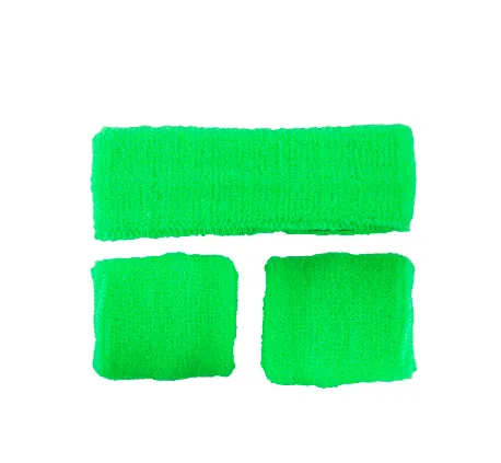 80's Sweatband & Wristbands - Neon Green