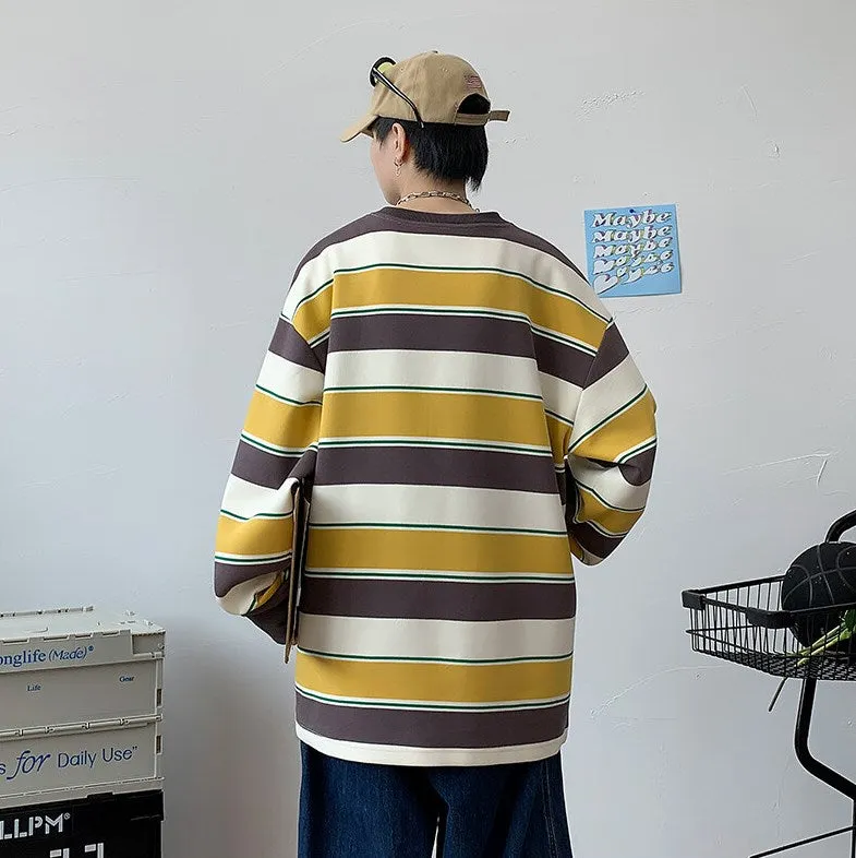 Aidase  Autumn Men Classic Striped Hoodies Fashion Mens Hip Hop Streetwear Sweatshirt Male Casual Crewneck Trend Tops Pullover