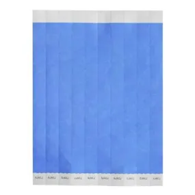 Bar Maid WB-100B-S No Tear Wristbands, 3/4"W X 9.5"L Tyvek, Sequentially Numbered — Blue Solid, 500 Bands/Pack
