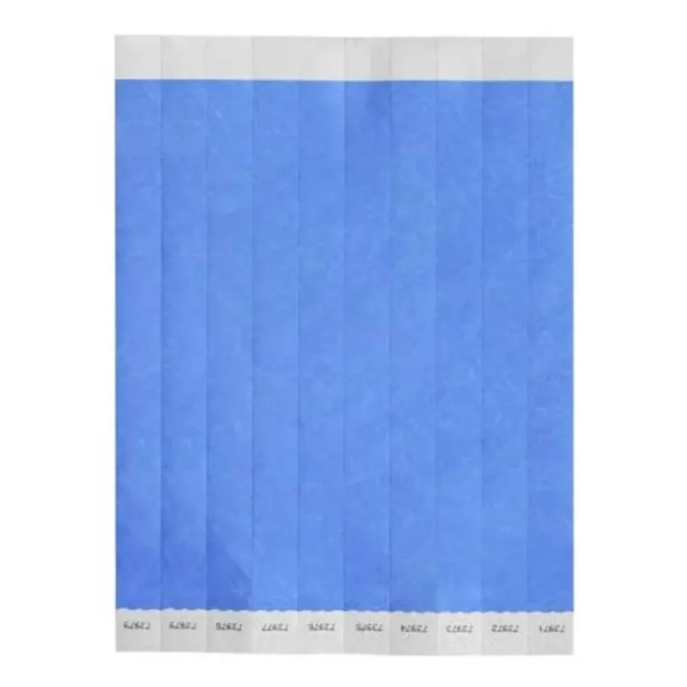 Bar Maid WB-100B-S No Tear Wristbands, 3/4"W X 9.5"L Tyvek, Sequentially Numbered — Blue Solid, 500 Bands/Pack