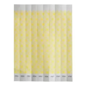 Bar Maid WB-100Y-D No Tear Wristbands, 3/4"W X 9.5"L Tyvek, Sequentially Numbered — Yellow Design, 500 Bands/Pack