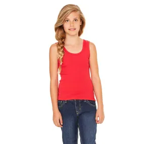 Bella   Canvas Girl's Red Stretch Rib Tank