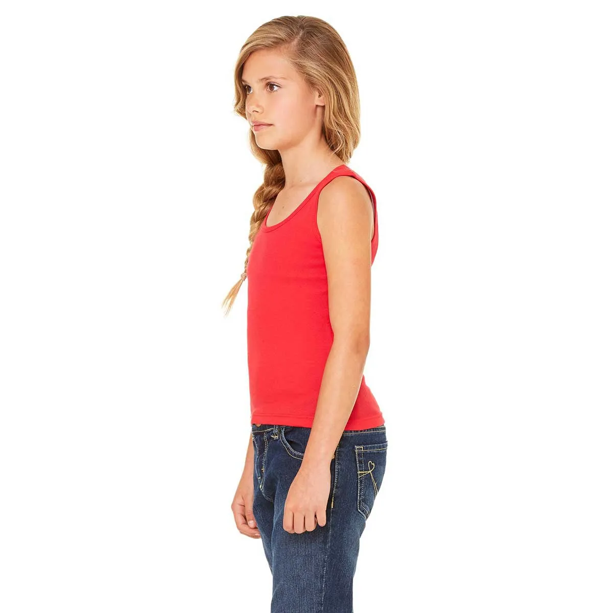 Bella   Canvas Girl's Red Stretch Rib Tank