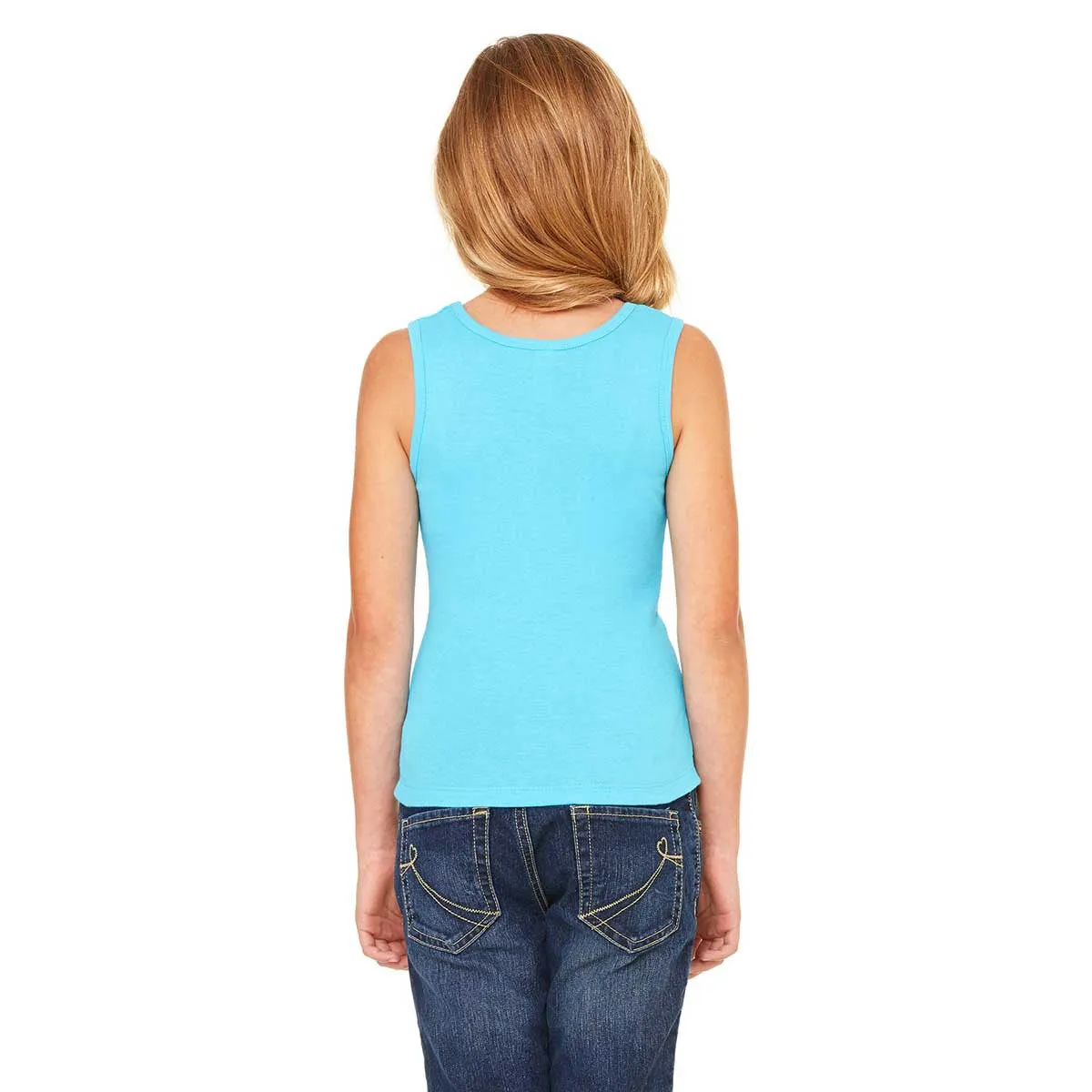 Bella   Canvas Girl's Turquoise Stretch Rib Tank