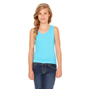 Bella   Canvas Girl's Turquoise Stretch Rib Tank