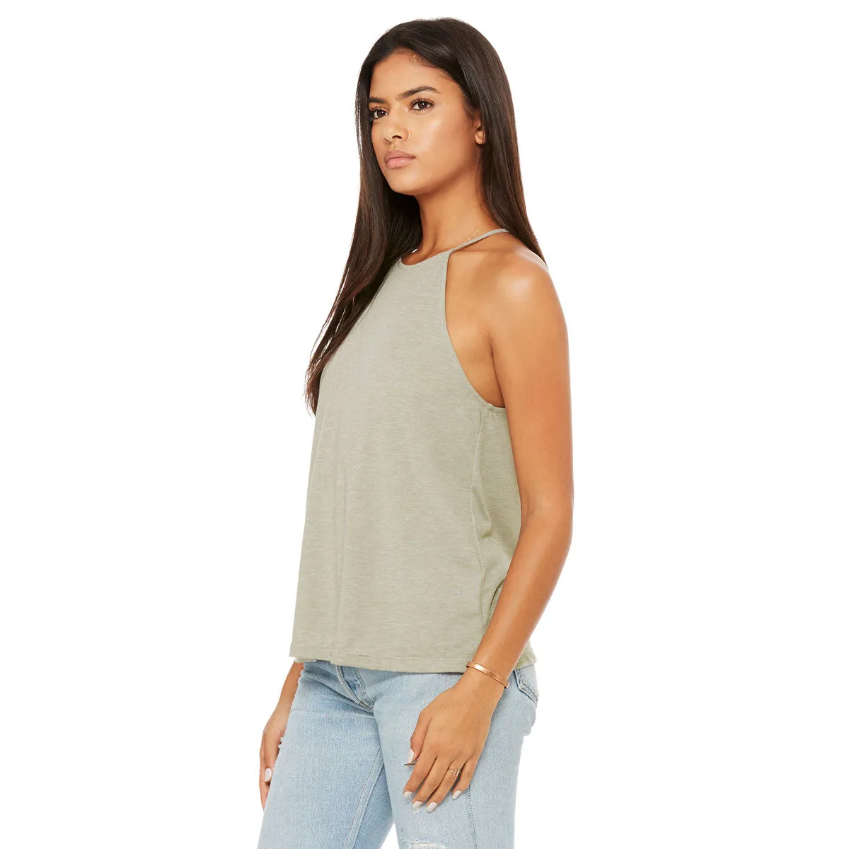 Bella   Canvas Women's Heather Stone Flowy High Neck Tank