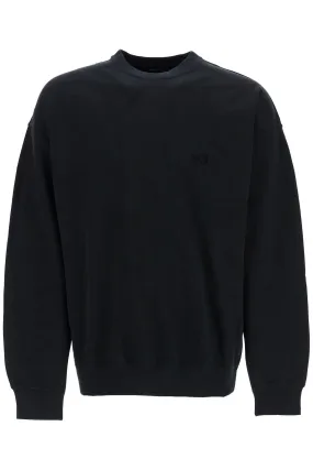 black cotton crewneck sweatshirt with tone-on-tone logo