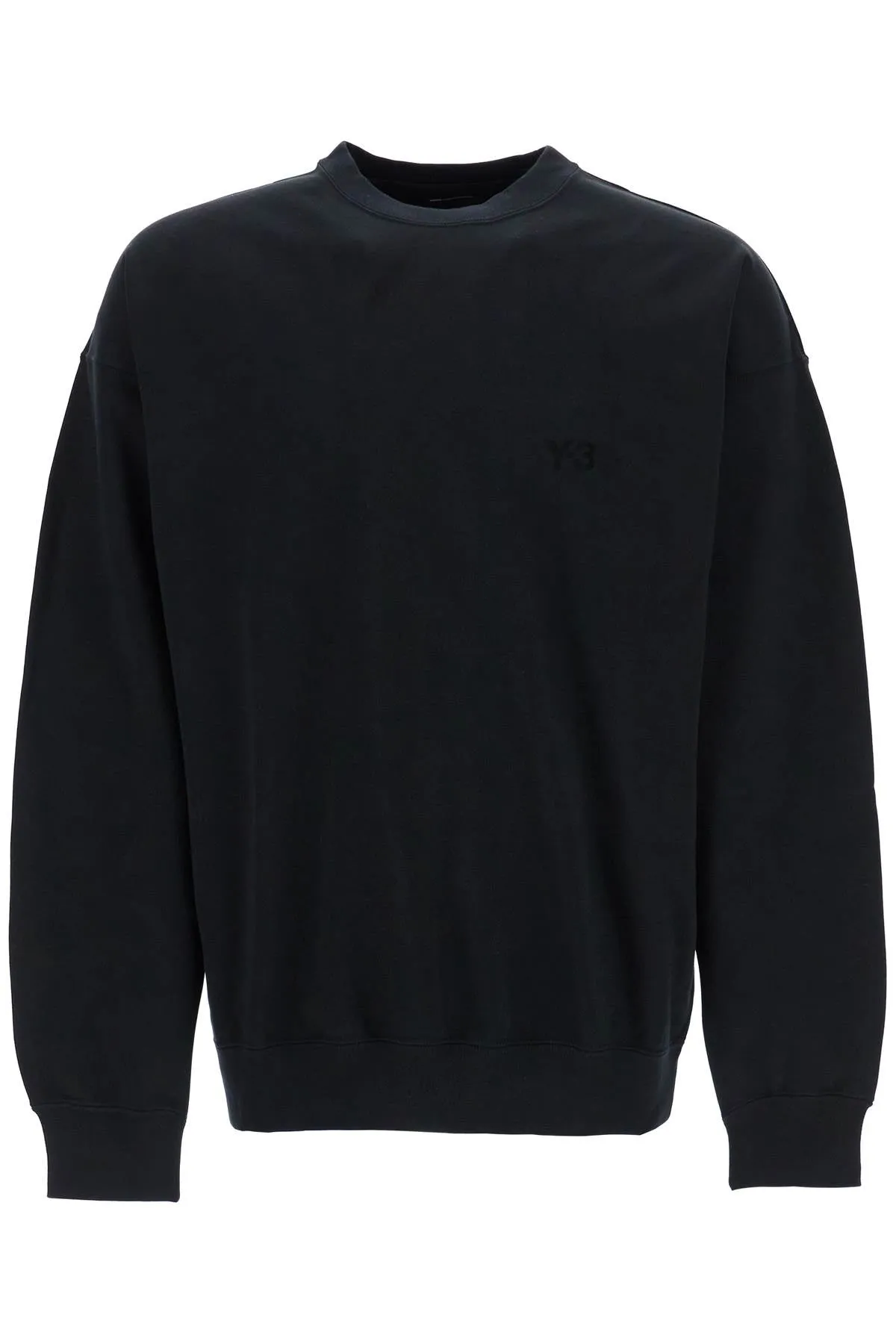 black cotton crewneck sweatshirt with tone-on-tone logo