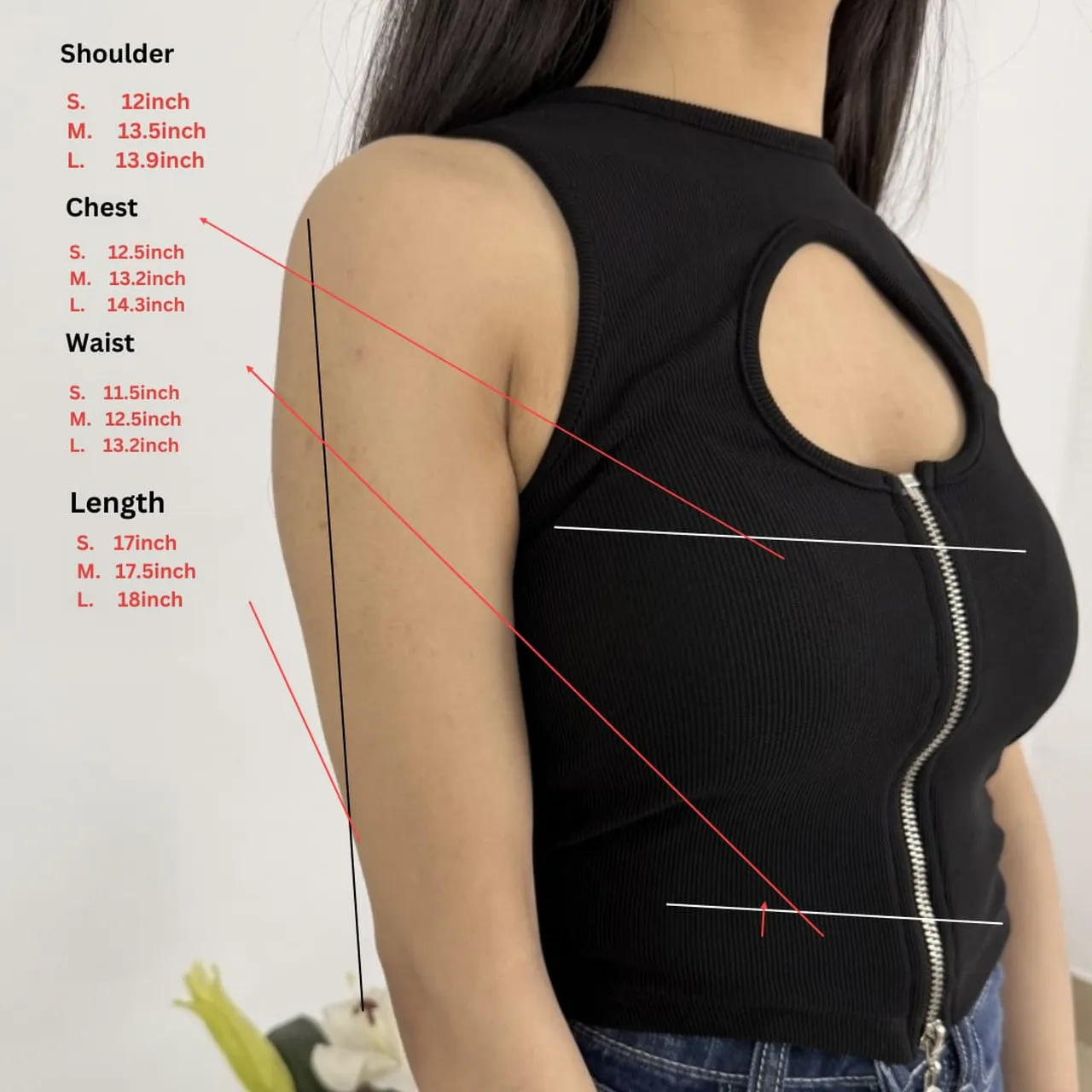 Black Cut-out Zip Tank Top