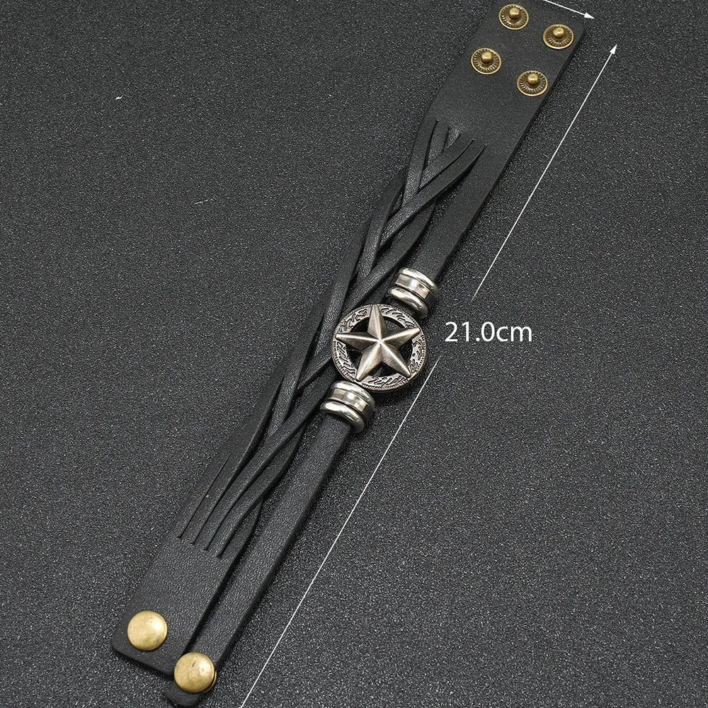 Black Punk Rock PU Leather Bracelet