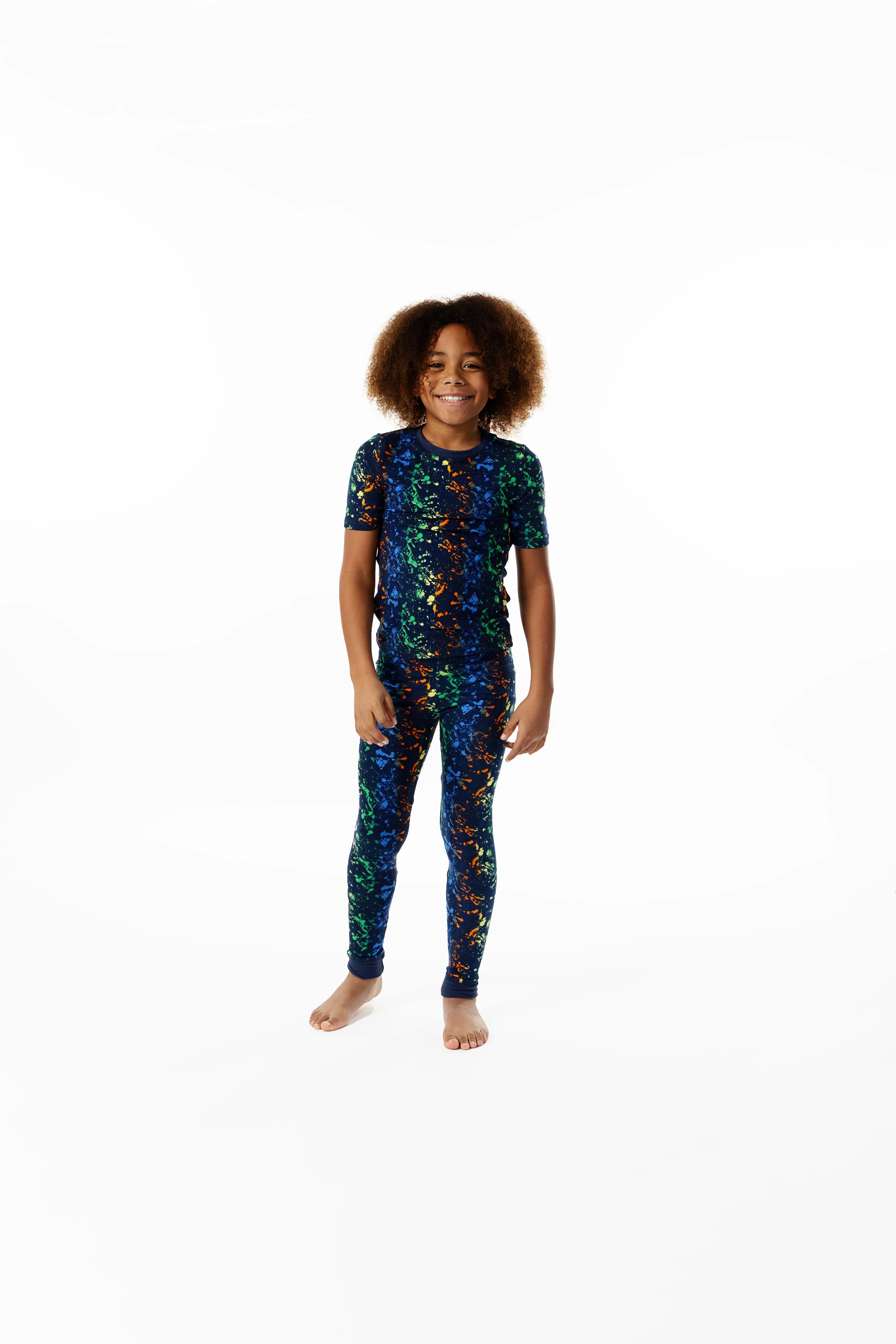 Boys Neon Splatter Super Soft Snug Fit 2-Piece Pajama Sleep Set