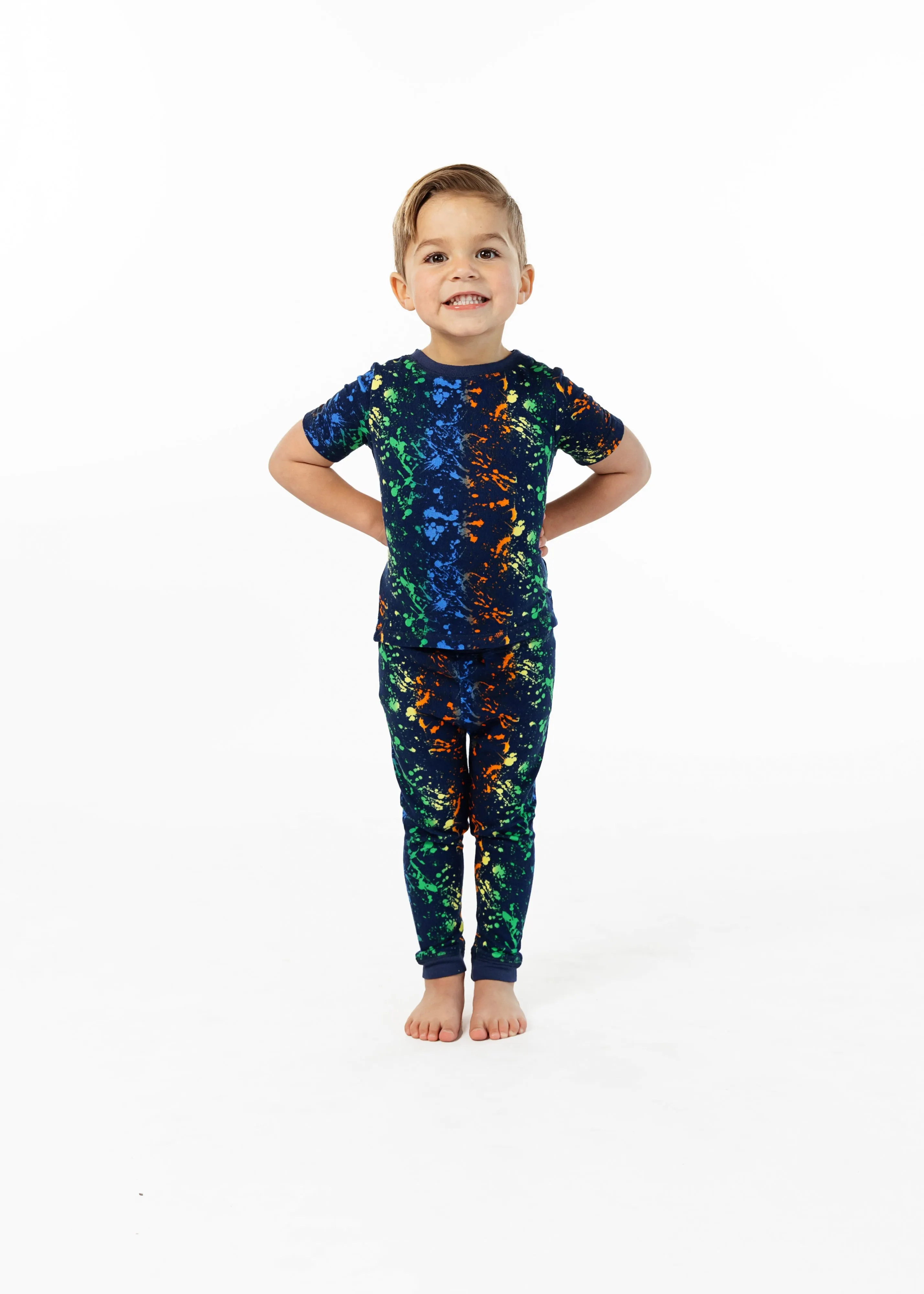 Boys Neon Splatter Super Soft Snug Fit 2-Piece Pajama Sleep Set