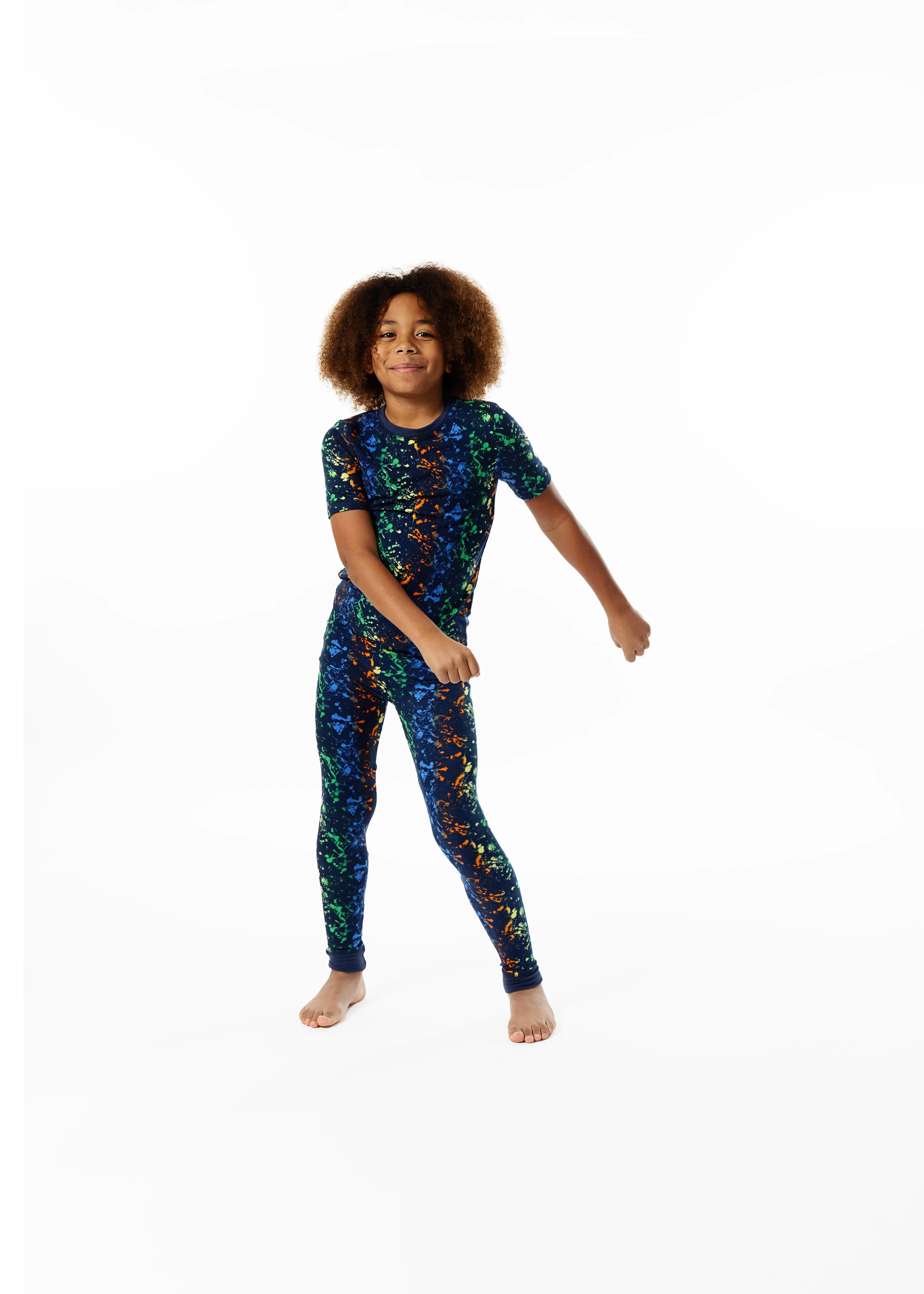 Boys Neon Splatter Super Soft Snug Fit 2-Piece Pajama Sleep Set