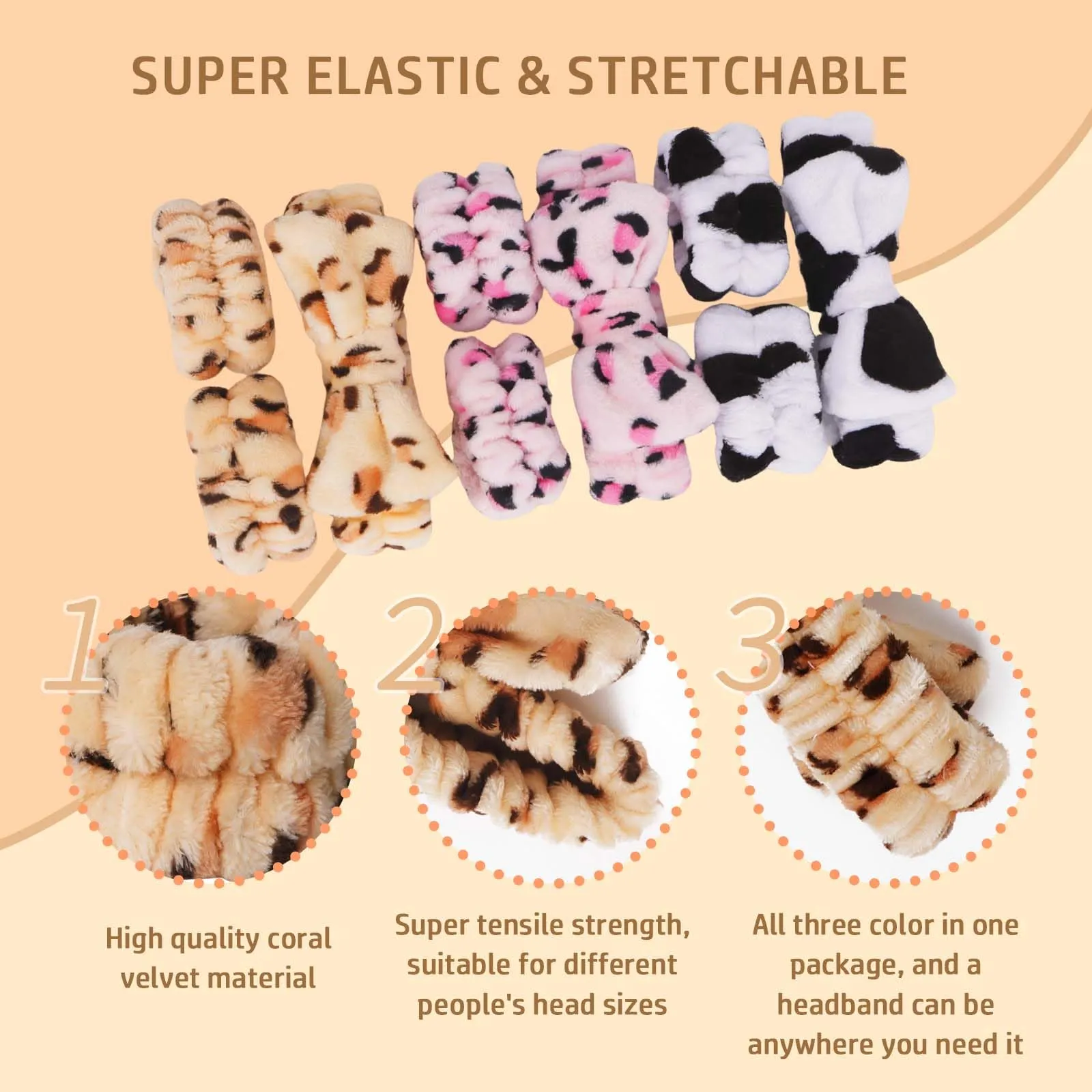 CAVETEE 9 Pcs Headbands for Women, Towel Headband for Face Washing, Skincare Headband and Wristband Set