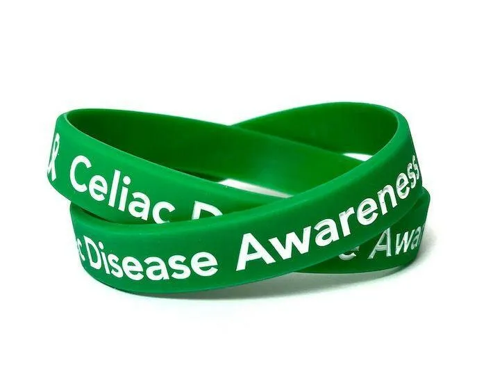 Celiac Disease Awareness green wristband - Adult 8"