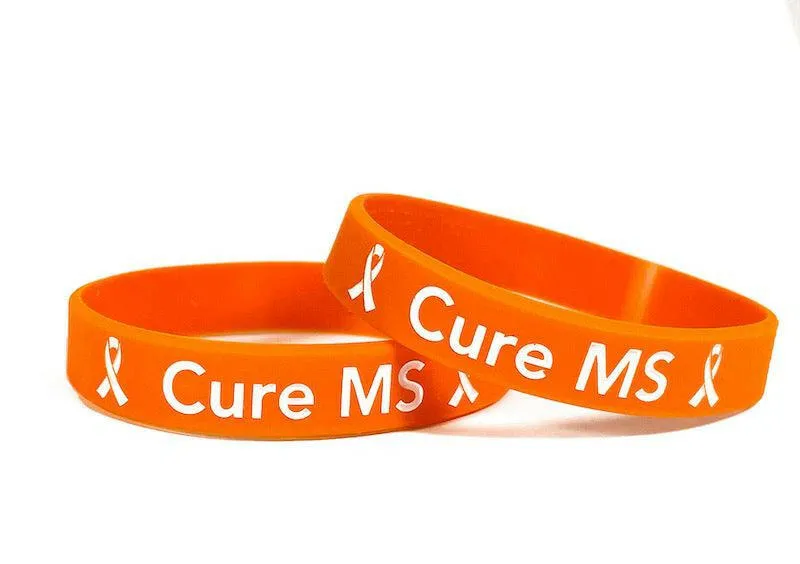 Cure MS Orange Rubber Bracelet Wristband - Youth 7"