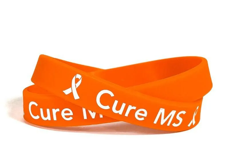 Cure MS Orange Rubber Bracelet Wristband - Youth 7"