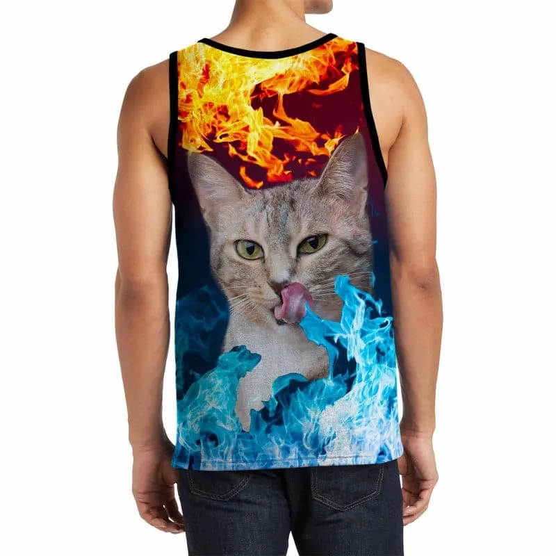 Custom Cat Photo Tank Tops Ice&Fire Personalized Men's All Over Print Tank Top