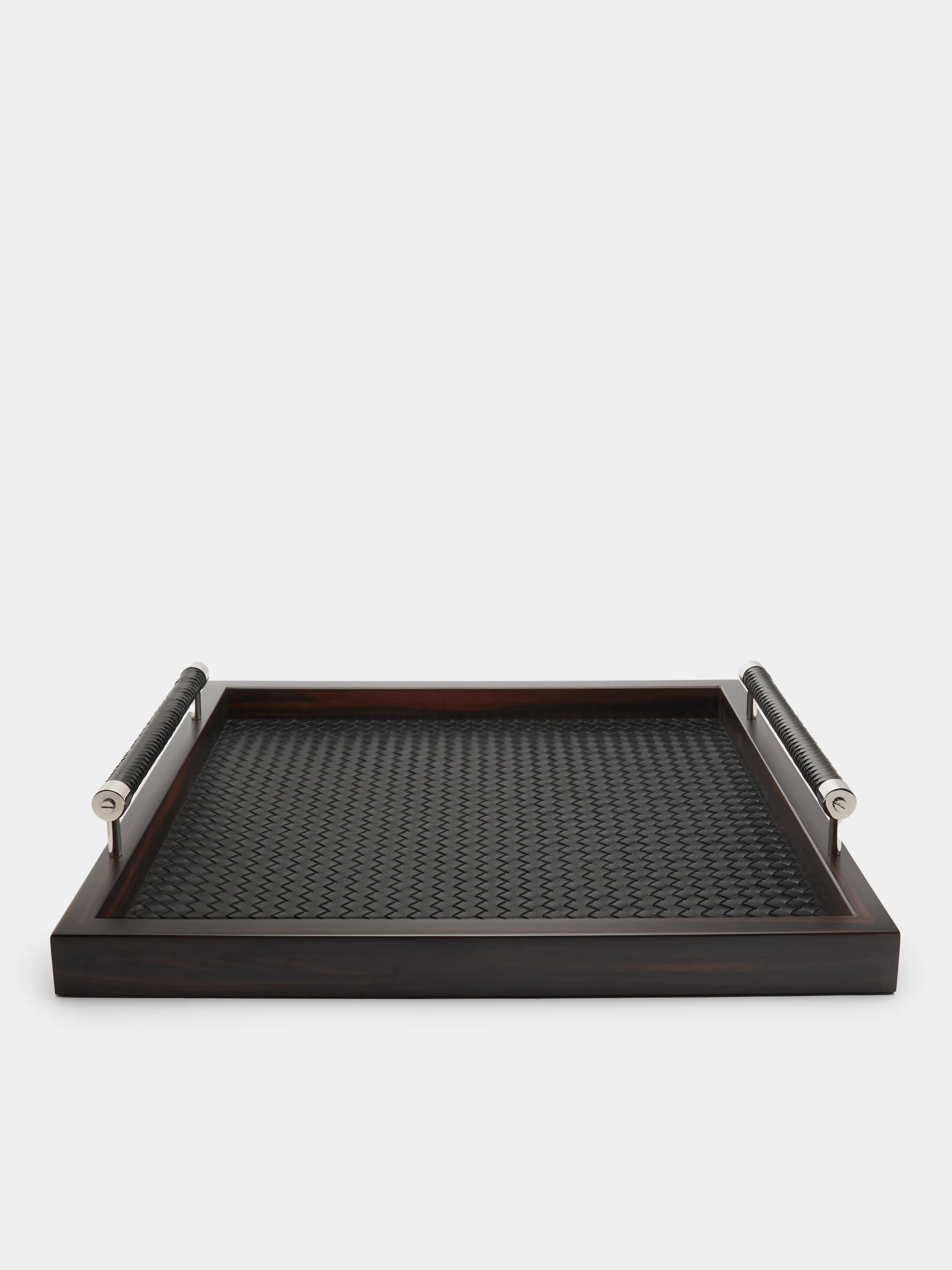 Diana Ebony and Woven Leather Square Tray