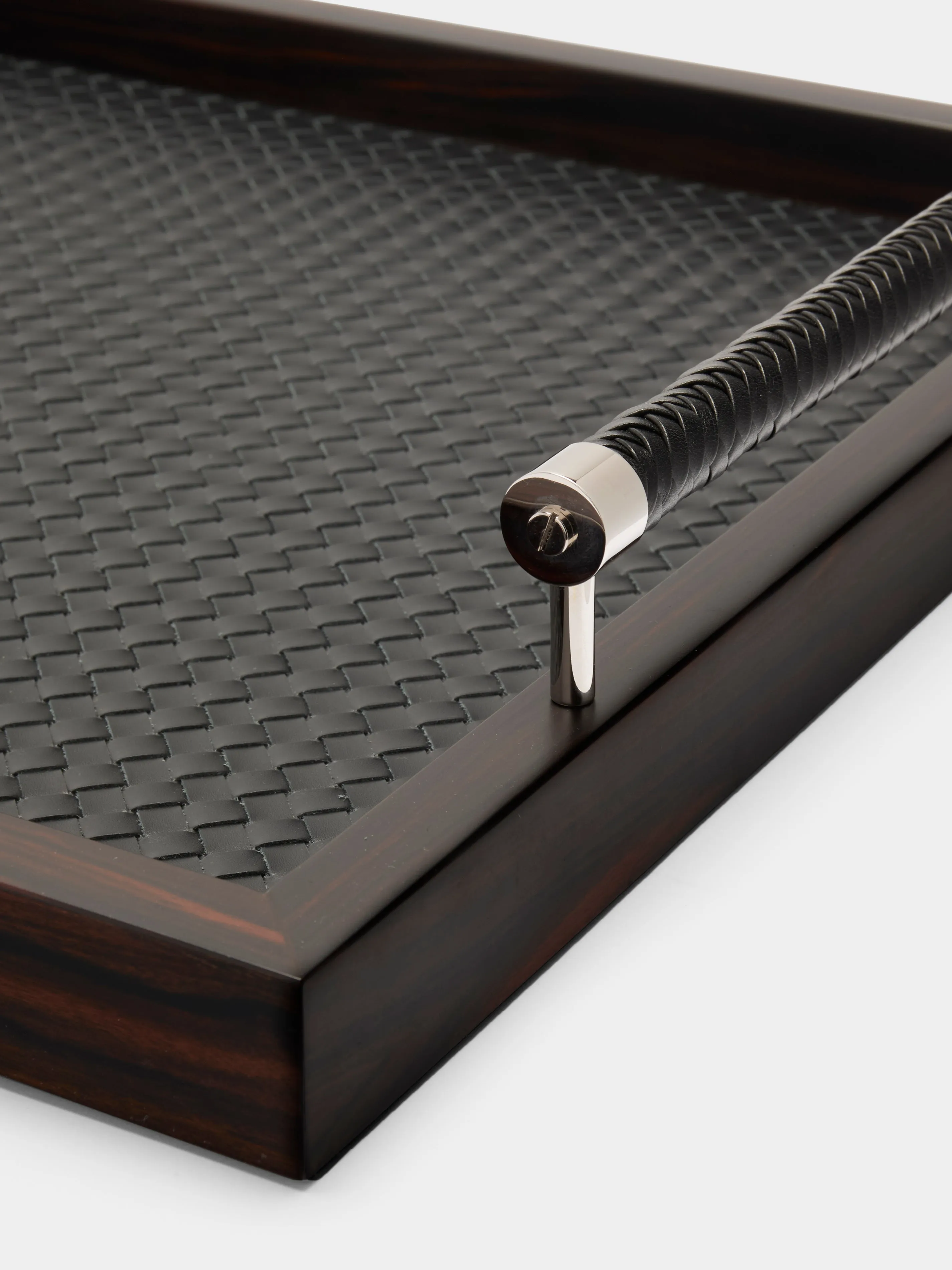 Diana Ebony and Woven Leather Square Tray