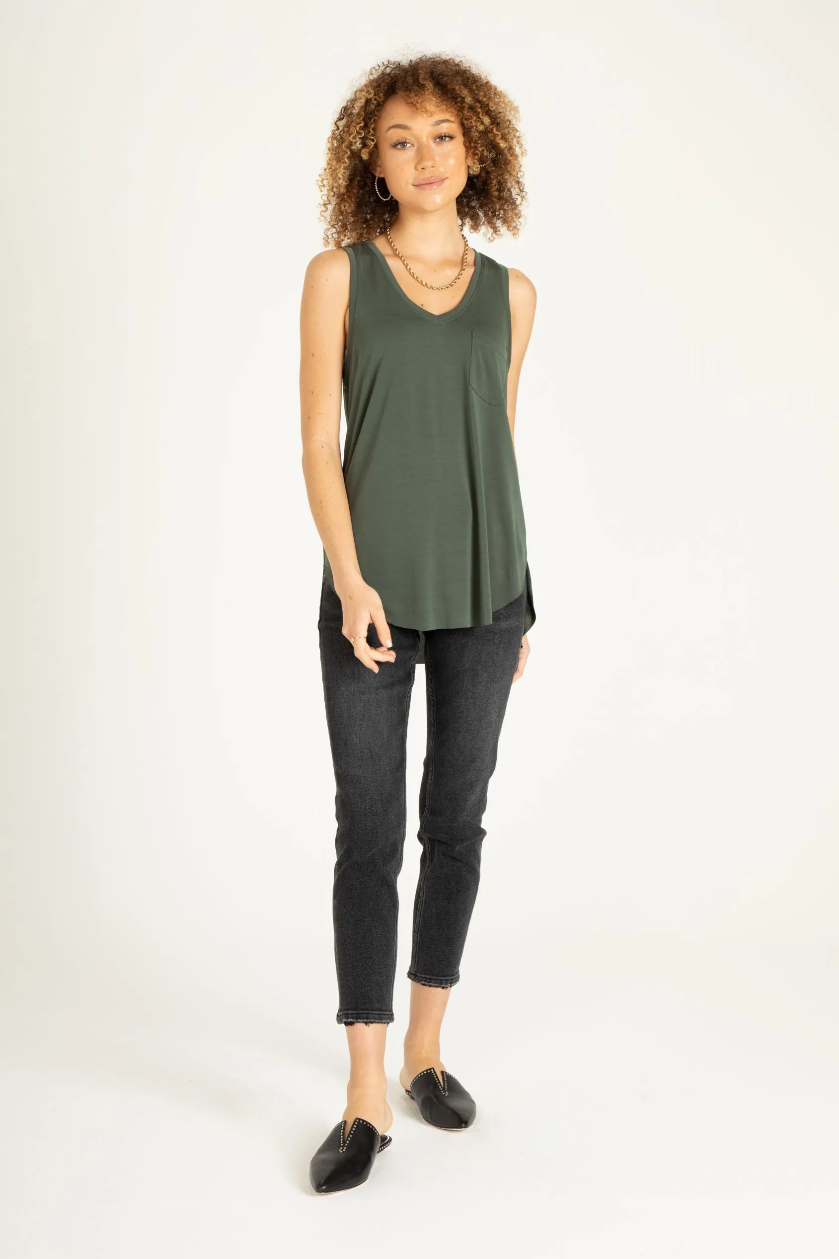 Esther Pocket Tank-Thyme