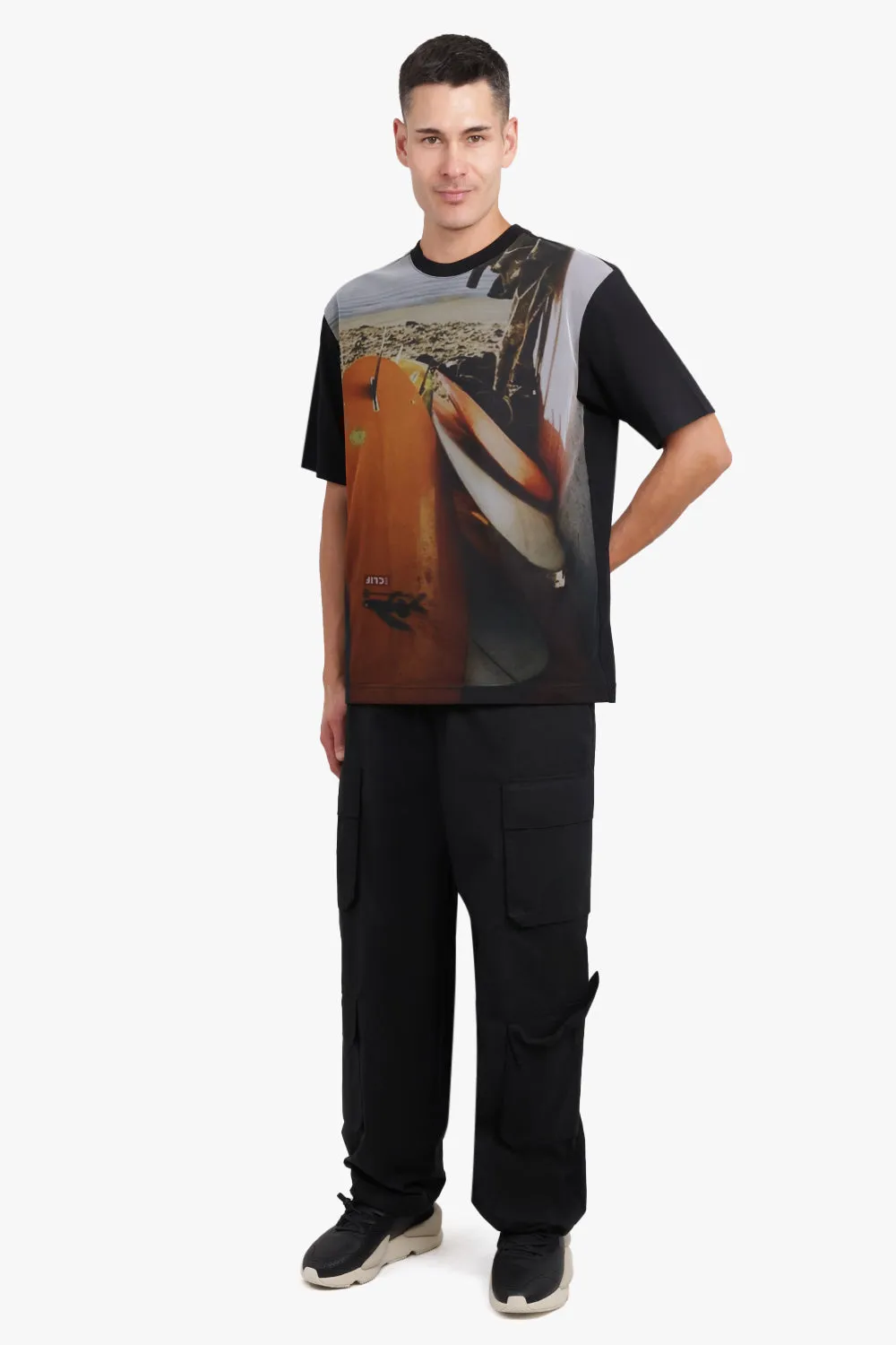 FULL PRINT MESH LAYER T-SHIRTS | BLACK