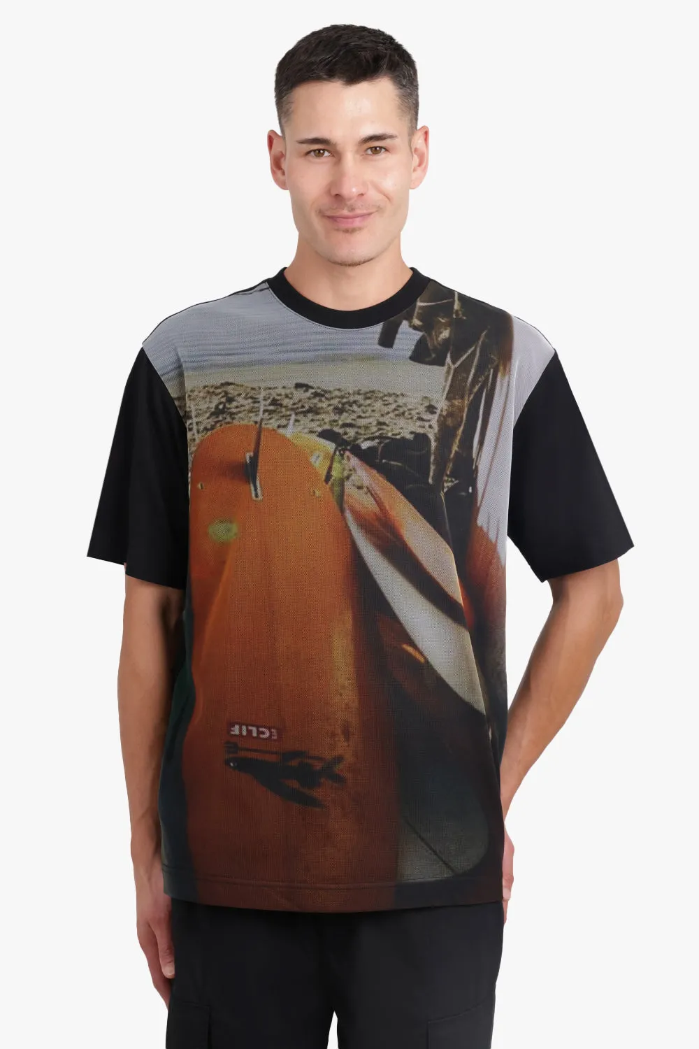 FULL PRINT MESH LAYER T-SHIRTS | BLACK