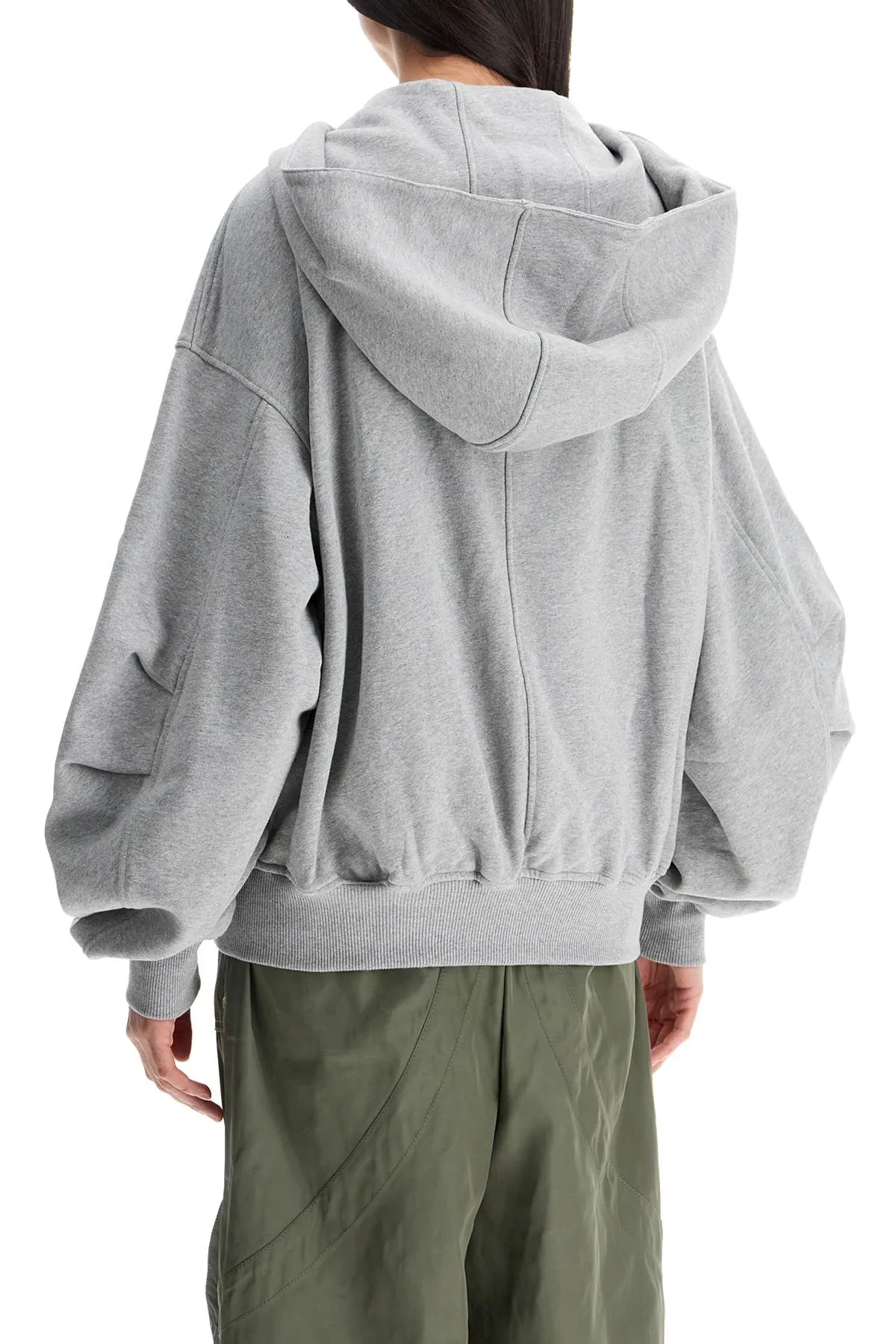 gray/beige melange loose hoodie with zip 250WCF00015JJF007AA MELANGE GREY/BEIGE