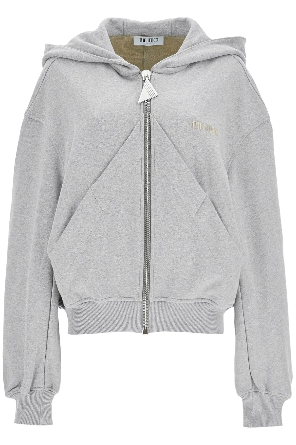 gray/beige melange loose hoodie with zip 250WCF00015JJF007AA MELANGE GREY/BEIGE
