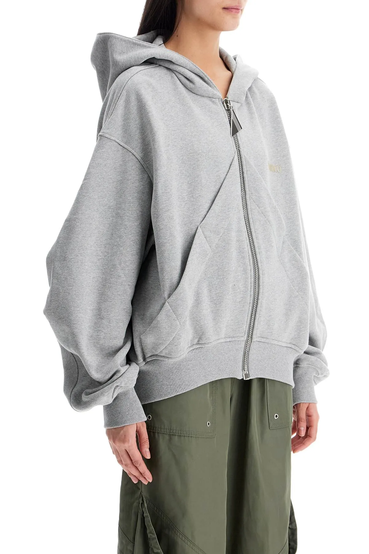 gray/beige melange loose hoodie with zip 250WCF00015JJF007AA MELANGE GREY/BEIGE
