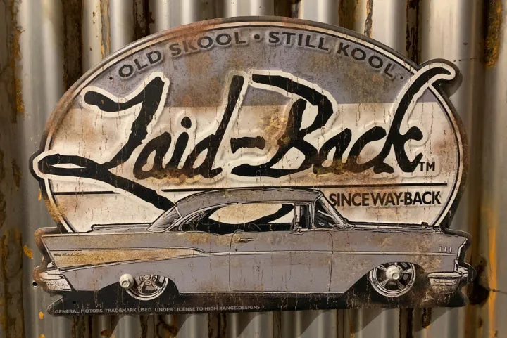 Halfway 57 Embossed Metal Sign