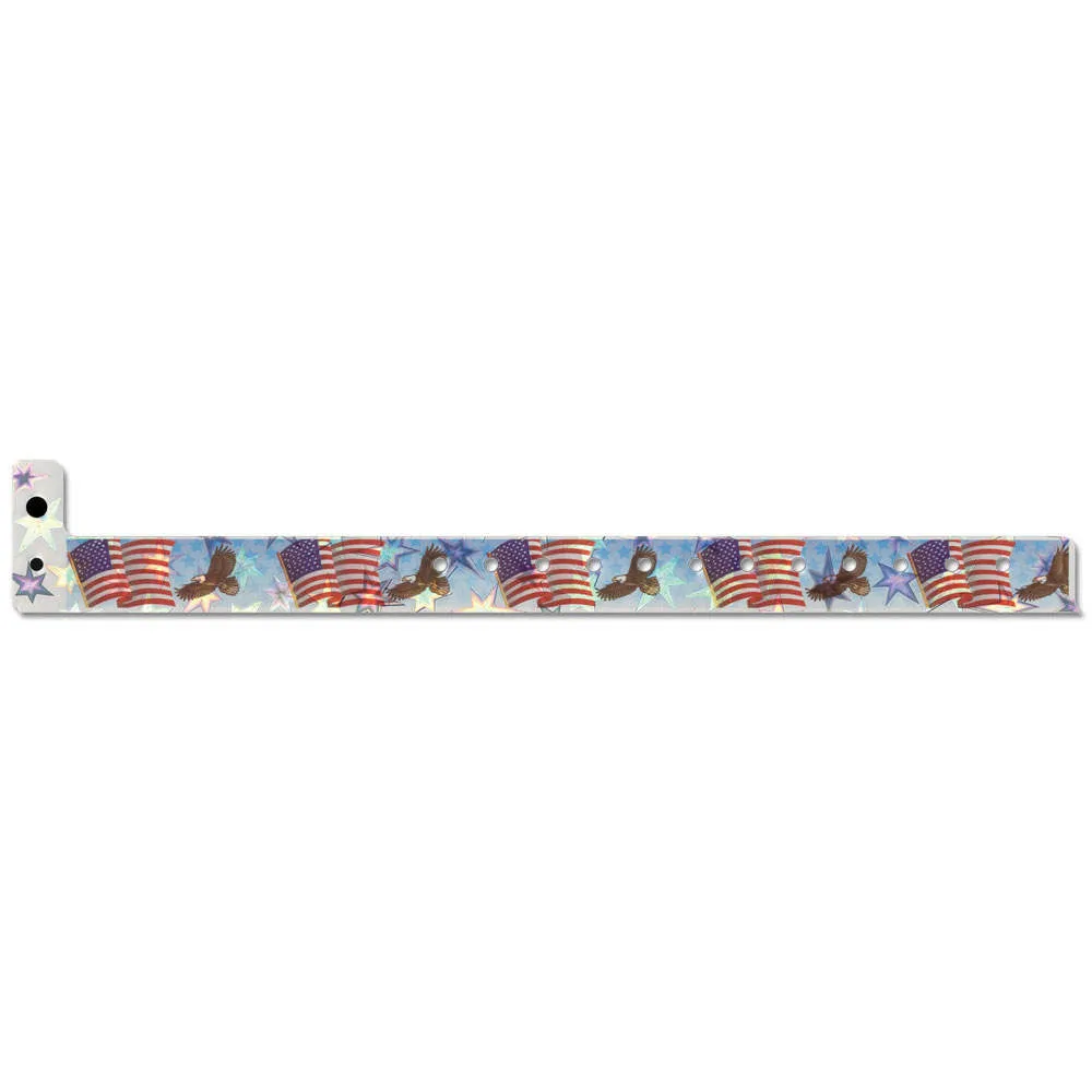 Holographic Expressions Plastic Wristbands 3/4" American Eagle Design 4830HS - Light Blue (500/Box)
