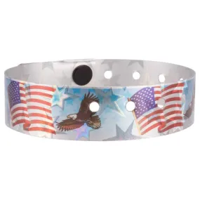 Holographic Expressions Plastic Wristbands 3/4" American Eagle Design 4830HS - Light Blue (500/Box)