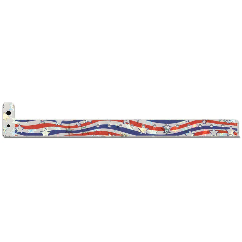 Holographic Expressions Plastic Wristbands 3/4" Liberty Design 4832HS - Silver (500/Box)