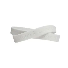Hope Courage Faith  White Rubber Bracelet Wristband - Youth 7"
