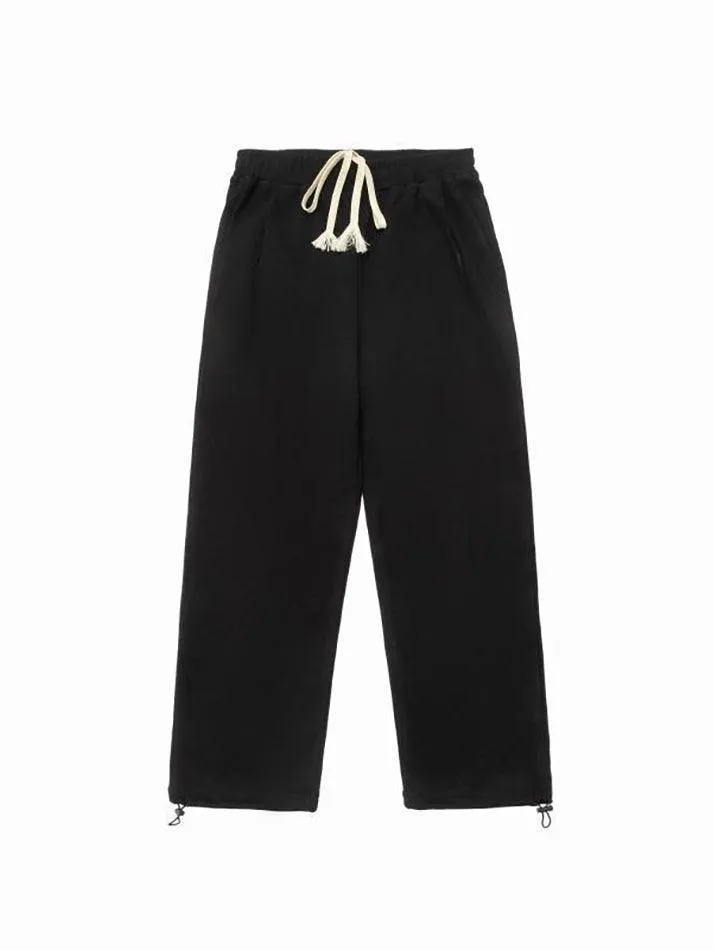 LANFUBEISI - Simple Solid Color Baggy Sweatpants