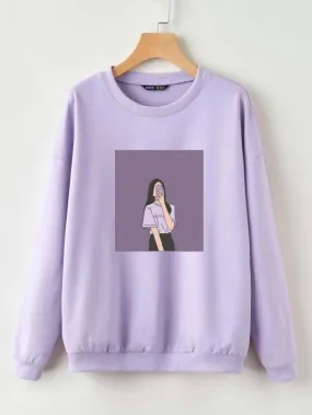 LILAC SWEATSHIRT PURPLE BACKGROUND GIRL