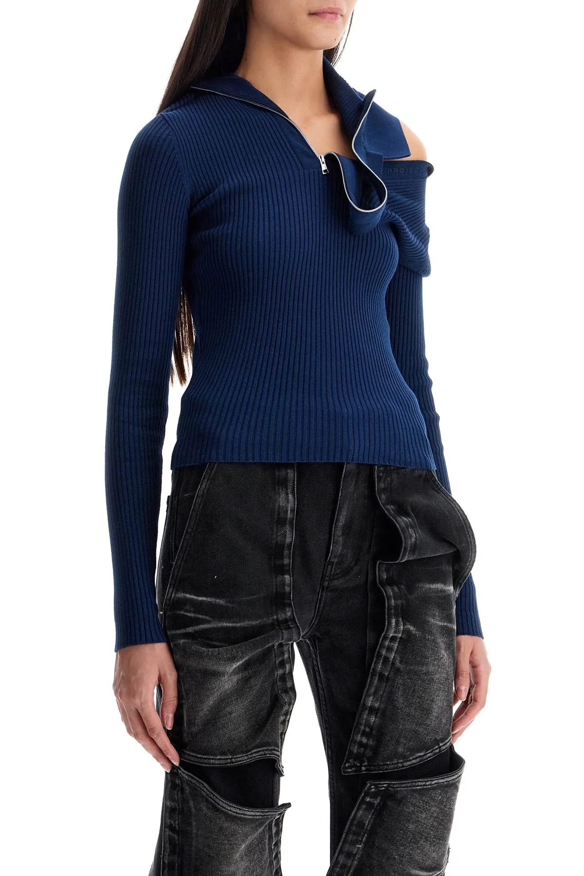 long-sleeved top with pin 106TO005 Y38 NAVY