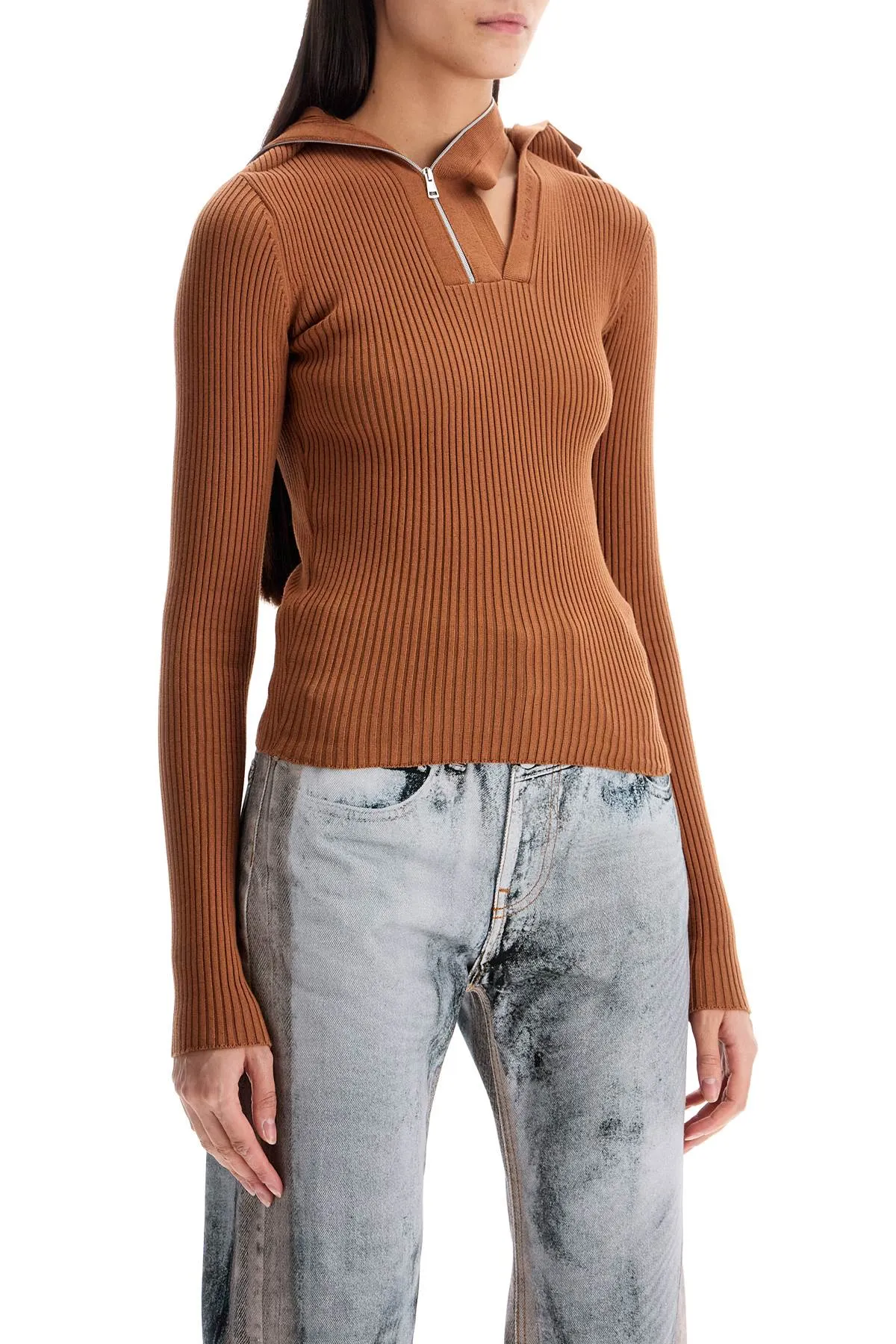 long-sleeved top with pin 106TO005 Y38 RUST