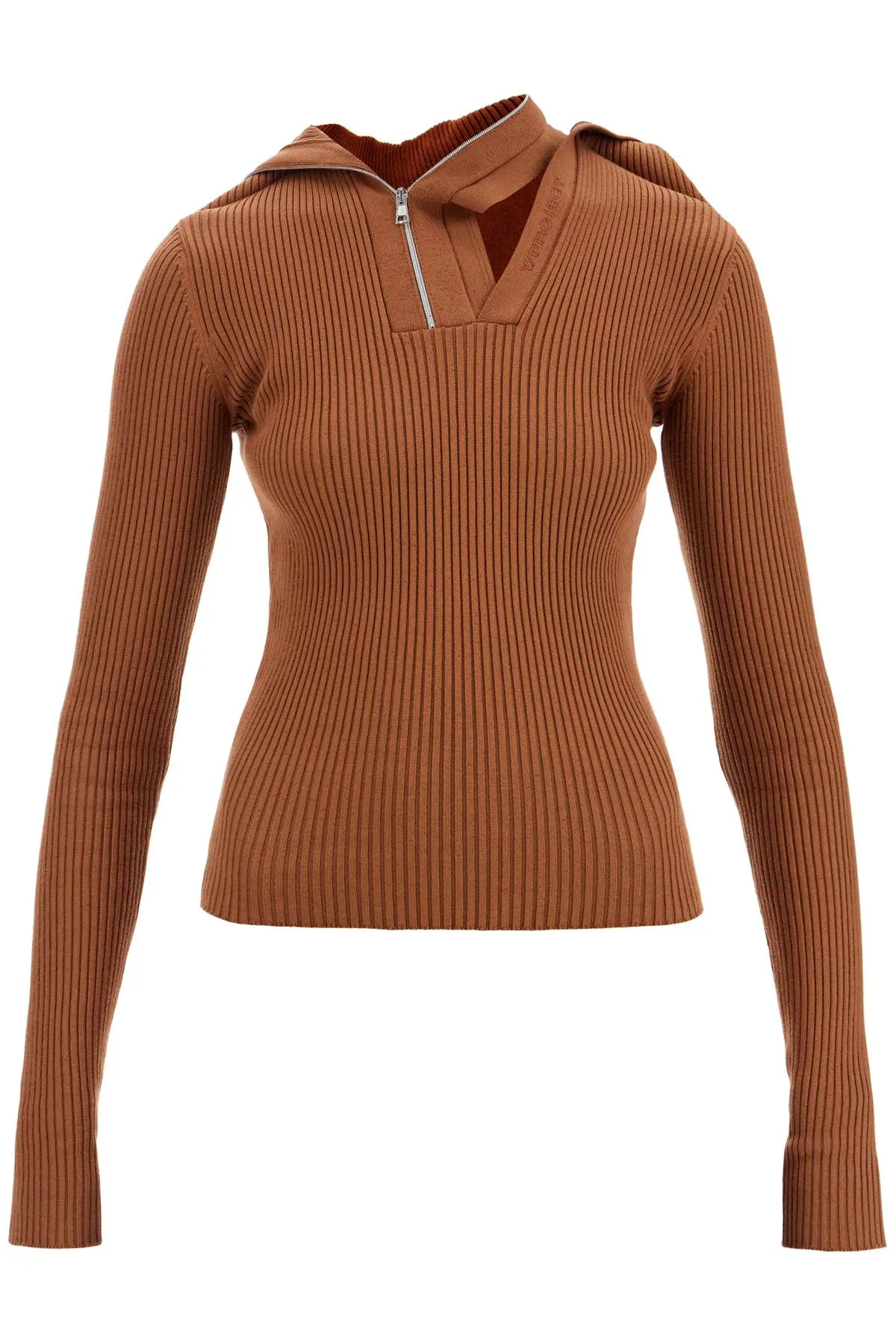long-sleeved top with pin 106TO005 Y38 RUST