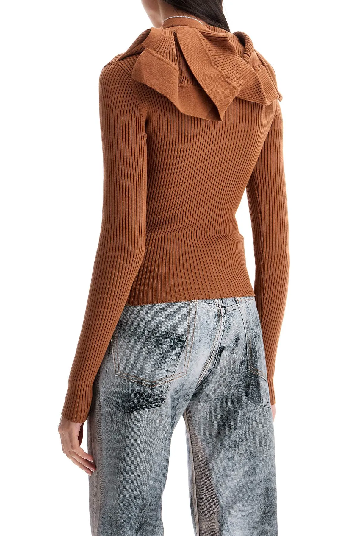 long-sleeved top with pin 106TO005 Y38 RUST