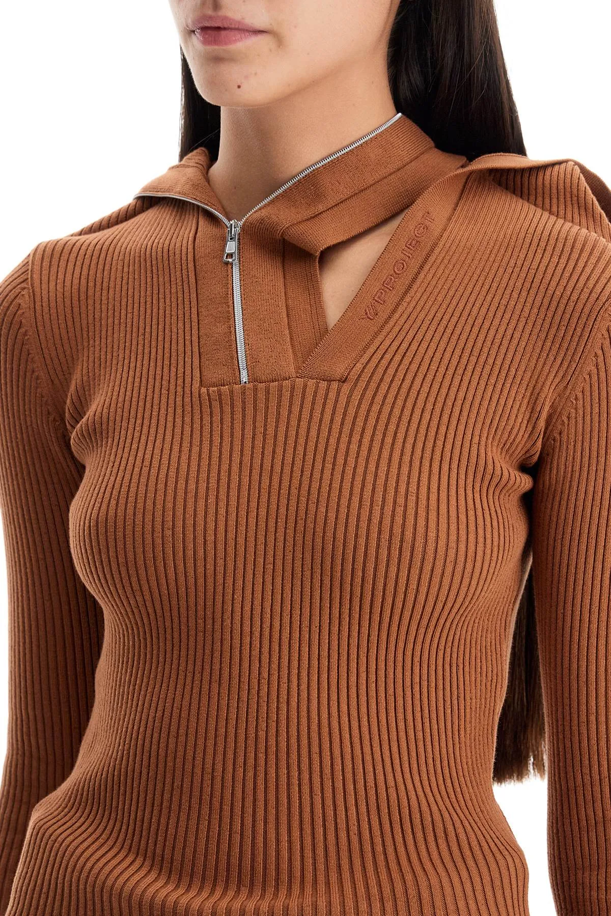long-sleeved top with pin 106TO005 Y38 RUST