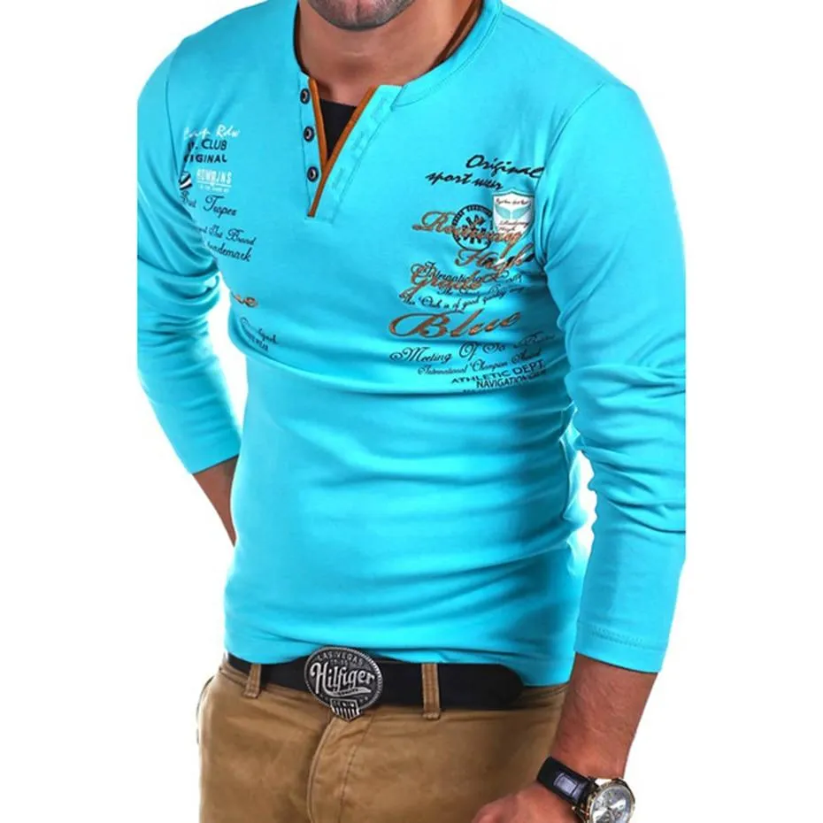 Men Long Sleeve Printed Cotton T-shirts