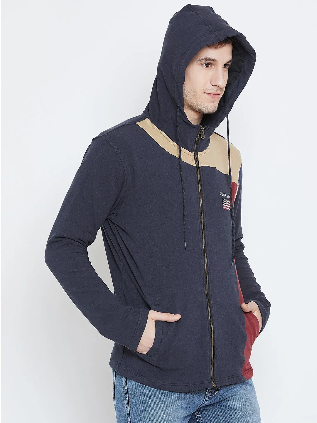 Men Navy Blue Casual Sweatshirts