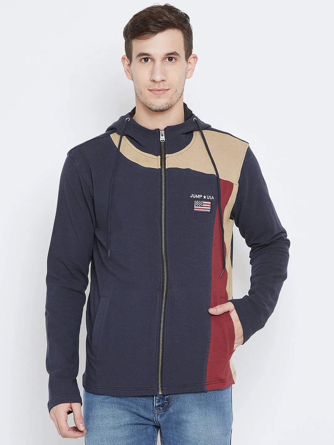 Men Navy Blue Casual Sweatshirts
