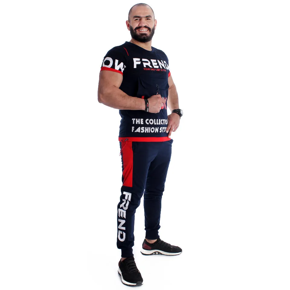 Men Training Suit Navy / Red-7025