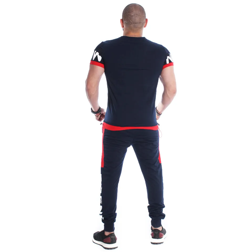 Men Training Suit Navy / Red-7025
