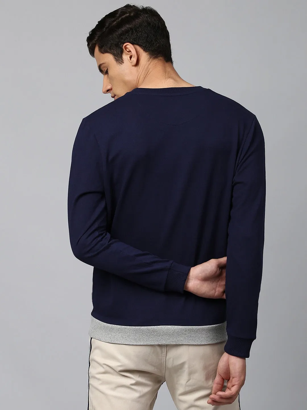 Mens Long-Sleeve Sweatshirt - Lightweight Casual Winterwear  (Navy)
