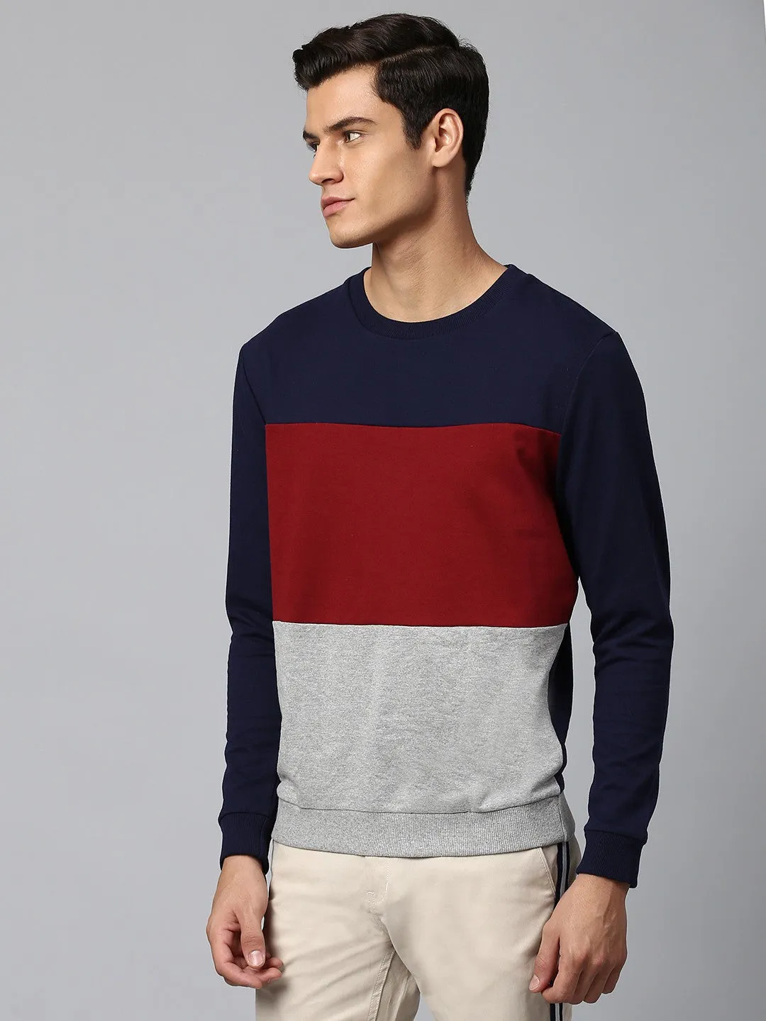 Mens Long-Sleeve Sweatshirt - Lightweight Casual Winterwear  (Navy)