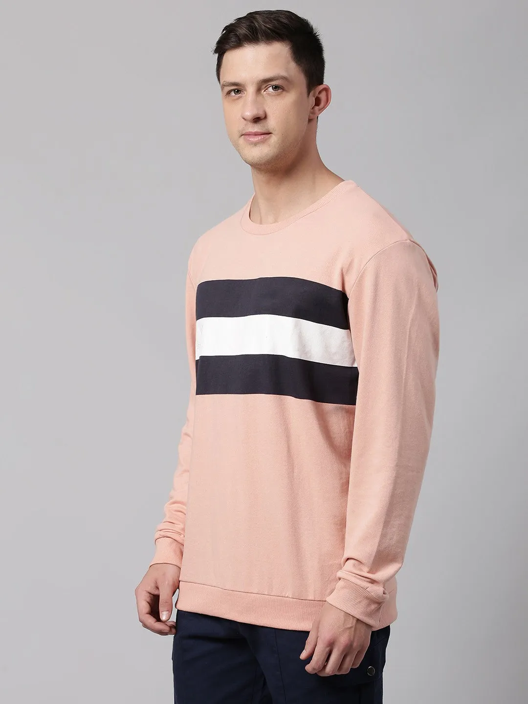 Mens Long-Sleeve Sweatshirt - Lightweight Casual Winterwear  (Powder Pink)